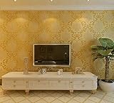 3D不織布の壁紙ダマスカスシンプルなヨーロッパスタイルのベッドルームの壁紙のリビングルームテレビの壁紙貴族の購入は3つ1つを取得 ( Color : Gold )