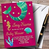 ゴールド&ピンクMermaid Invitationsベビーシャワー招待状 80 Invitations