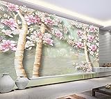 3 D 壁紙ベッドルーム壁画現代 TV のマグノリアの花背景の壁面 BJ 935