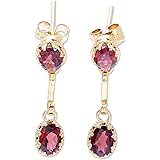 NOVICA ガーネット 22Kゴールドバーメイルダングルピアス ダングリングツイン