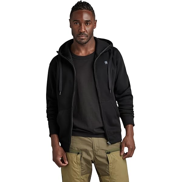 G-STAR RAW Men's Premium Core Hooded Zip Sweater, Black (Dk Black
