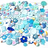 Funshowcase ブルーシリーズ デコパーツ デコ素材 レジン封入 デコ電 キャンディバッグ 移動ポケット 装飾品 福袋 DIY ハンドメイド 130個セット フラットバック