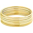 Edforce Stainless Steel Glossy Thin Round Bangle Bracelet Set for Women, Set of 7