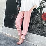 マタニティスキニー ボトムス 産前産後 妊婦 シフォン ロングパンツ リラパン 夏 涼しい イージーパンツ かわいい おしゃれ レディース ウエスト調節機能 (ピンク 粉, L)