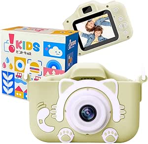 [Amazon限定ブランド] ピントキッズ ネコトイカメラ キッズカメラ 安全ストラップ付 (抹茶ミルク)