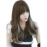 BARSDAR ウィッグ ロング 巻き髪 インナーカラー フルウィッグ ウェーブ 自然 女装 ウィッグ ウェーブ wig 原宿系 グラデーション お洒落 ファッション 可愛い レディース 小顔 耐熱 ネット/櫛付き アッシュブラウン＆ベージュ