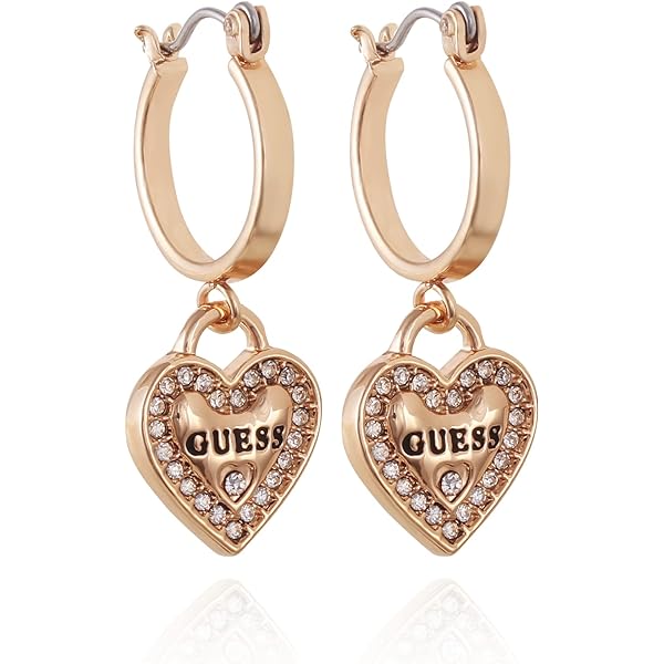 Amazon.co.jp: GUESS ゴールドトーン ダングルハートロゴ
