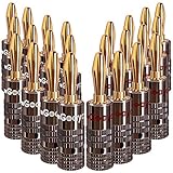 Goaycer スピーカーコネクター バナナプラグ - 24Kゴールドメッキ真鍮 4mmプラグ (12ペア/24個)