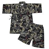 甚平スーツ キッズ ボーイズ 男の子 子供 夏物 ドラゴン 花火 和柄 水玉 夏祭り fo-jink 120cm No.07