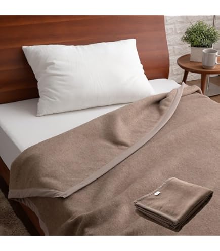 Amazon｜無印良品 カシミヤ混毛布 モカブラウン柄 シングルサイズ 140