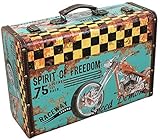 アンティーク調 トランク型 レザー収納ケースS B柄 ［幅38cm×奥行27cm×高さ13.5cm］【OM-62SB】