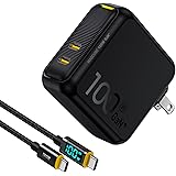 充電器 100W AOHI PD 充電器 Type-C 2ポート USB C 充電器 【 PSE技術基準適合/折りたたみ式/最軽量/GaN+ 】 ACアダプター、MacBook Pro/Air、iPad 、iphone 14 / 15 、Dell X