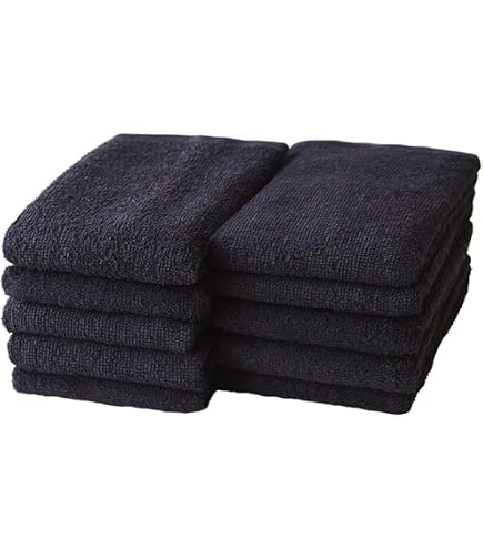 Amazon | GamachaTowel フェイスタオル同色20枚セット (ブラック) 約34