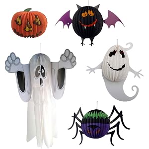 5種類セット 3D 提灯 ハロウィン 飾り 紙製 紙提灯 折りたたみ ランタン おばけ かぼちゃ ゴースト コウモリ ク…