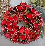 クリスマスが過ぎても飾れるリース　レッド　20㎝　花　造花　プレゼント　ギフト