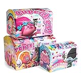 Tri CoastalデザインドリームワークスTrollsドーム3異なるサイズストレージChest Trunks Binボックスオーガナイザー( Set of 3 ) with Rope Carry 