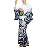 本絵羽浴衣反物（白・龍）