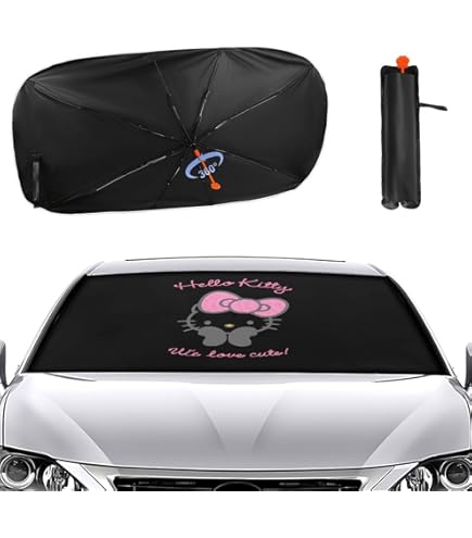 Amazon | ハローキティ 車用 サンシェード 傘型 折り畳み式 フロント