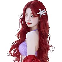 FONTAINE ブロンド カールヘア ウィッグ 赤い布付き ☆デコカワ☆フロントレース☆オールバックストレートロング