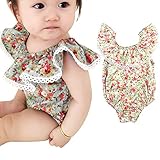 SHAWU　かわいい　ベビー服　ロンパース　ノースリーブ　ボディスーツ　カバーオール　肌着　2WAY　女の子　新生児　幼児　キッズ　赤ちゃん　花柄　夏　お着替え簡単　出産祝い　 (80)