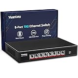 YuanLey 8ポート 10G イーサネットスイッチ｜8×10Gbps RJ45｜10G/5G/2.5G/1G/100Mbps 自動ネゴシエーション｜スイッチング容量160Gbps｜アンマネージド｜ラックマウント対応｜プラグ＆プレイ