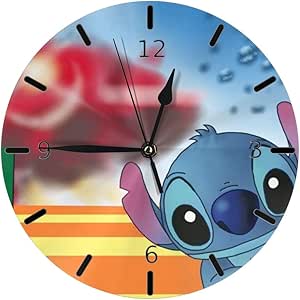 Amazon Co Jp スティッチの壁紙が綺麗です 掛け時計 円形 シンプル 静音 おしゃれ 高級感 フレームなし インテリア 壁掛け時計 置き時計 ホーム キッチン