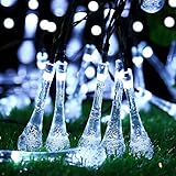 MYJP ソーラーストリングライト 雨滴なデザイン 全長6M 30LED イルミネーションライト 防水 屋外 お庭やクリスマス飾りなど用(ホワイト)