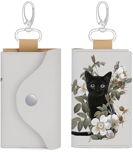 交渉中　猫型キーカバー大　黒 Amazon.co.jp: キーケース 花 黒猫 ネコ柄 猫柄 カードキーケース