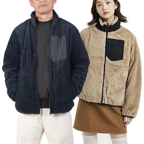 Amazon | [MEIGETU] ボアジャケット メンズ レディース ボア素材 きい