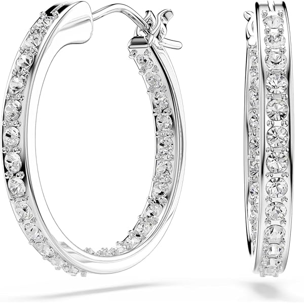 Amazon | Time Swarovski hoop earrings 5558341 woman white 
