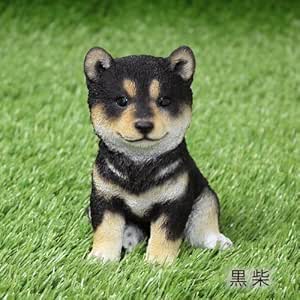 Amazon Co Jp アニマルオブジェ 柴犬 子犬 黒柴 ホーム キッチン