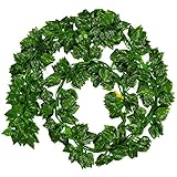 Kingsie 人工観葉植物 アイビー 造花 グリーン ポトス（オウゴンカズラ） インテリア 壁掛け ウォール デコレーション 吊り 結婚式 家庭 パーティ飾り 12本入り (ポトス)