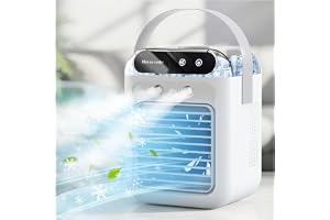 【Amazon.co.jp限定】冷風機 冷風扇【2026高性能モデル・超強力噴霧】強力 卓上クーラー ミニエアコン クーラー 扇風機 小型 500ML大容量 2段階風量 超音波式ミスト 上下角度調整 加湿 冷却 静音設計 省エネ 氷入れ可 熱中症対策 暑さ対策 オフィス 寝室 キャンプ用/家庭用/旅行 取扱説明書
