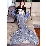 Vincico? Cute Purple Soft Warm All Seasons Knitted Mermaid Tail Blanket Sleeping Bags For (Large, Pu