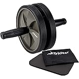 Trideer 腹筋ローラー 初心者向け マット付き アブローラー 300/200KG耐重 超静音 ダブルホイールアブホイール 組立取付簡単 厚化スチールパイプ シックスパックを鍛える腹筋器具