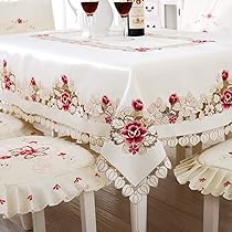 Amazon｜LeLehome フラワー刺繍テーブルクロス 57インチ x 86