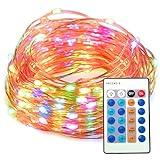 マルチカラークーパーワイヤ、防水Dr。ライト100 LEDライト33フィート、調光機能付きリモートコントロール付き、防水装飾ライトヤード、パーティ、結婚式、寝室、パティオ、庭、ツリー(マルチカラー)