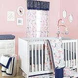 Coral Pink Floral and Navy Dot 5 Piece Crib Bedding Set by The Peanut Shell by The Peanut Shell