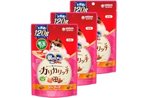【大容量】銀のスプーン 猫用 おやつ おいしい顔が見られるおやつ カリカリッチ 毛玉ケア シーフード 120g×3袋 国産 キャットフード ユニチャーム