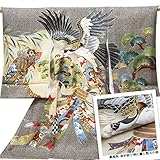 【お宮参り着物】【黒地系 染め絞り柄に鷹と熨斗の柄】正絹 男の子友禅 刺繍 【風呂敷プレゼント / 熨斗対応】