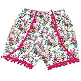 Domybest　ベビー服　女の子　ショートパンツ ズボン　短パン　花柄　春夏 カジュアル お出かけ 出産祝い (90（2-3歳）, レッド)