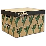 VillageBox 収納ボックス ロジストックス サボテン 3枚セット ダンボール 段ボール logistox 紙製 蓋付き 箱 折りたたみ