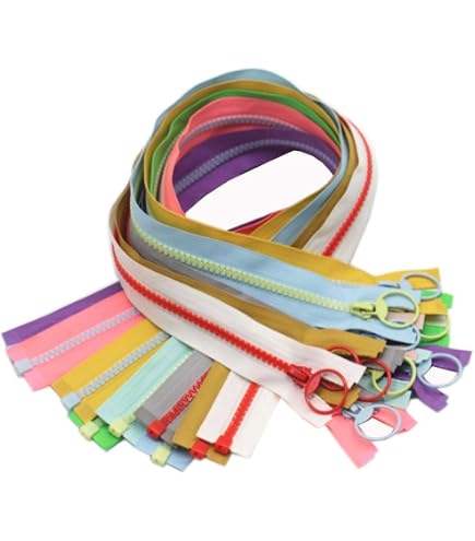 14-Piece #5 Plastic Resin Separating Zipper Set - 14 Colors, 40cm (16"), For Jackets, Bags, DIY Crafts
