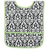 AM PM Kids! Laminated Bib, Damask with Lime Green, Small by AM PM Kids!