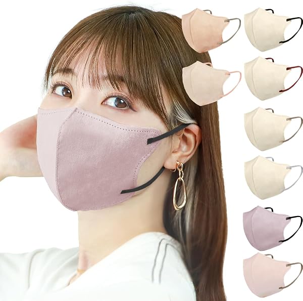 Jewel Flap Mask, 3D, Large, Bicolor, Stylish, Caken Tested, Pollen Protection, Face Smallest Effect, 3D, Non-Woven Fabric, Disposable, Easy to Breath - 1