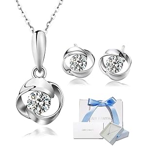 EverFlawless スワロフスキー レディース ネックレス ピアス セット アレルギー対応 プラチナ 仕上げ シル…