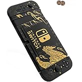 Limeng Switch カバー モンスターハンター カバー モンハン 対応 スイッチ ケース 2点セット Swtichガラスフィルム1枚 ２枚親指キャップ TPU製ソフトケース 分体式 全面保護 2021人気版 モンスターハンター (ブラックゴー