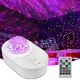 SOONCOR スタープロジェクターライト LED星空投影ライト ベッドサイドランプ 家庭用プラネタリウム 雰囲気ライト ABS 水紋＆スター＆銀河 リモコン式 音声制御 輝度/音量/回転スピード調整可 タイマー機能付き 寝かしつけ 日本語説明書