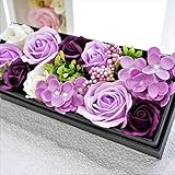 BIOフレグランスソープフラワー ローズBOXミニョン フタ付ボックス お祝い 記念日 お見舞い バレンタインデー ホワイトデー 母の日 (パープル)