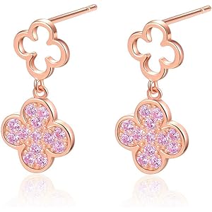 【Amazon限定ブランド】 四つ葉のクローバー ピアス レディース ピンクゴールド ピアス 18金 [非凡な幸運] シ…